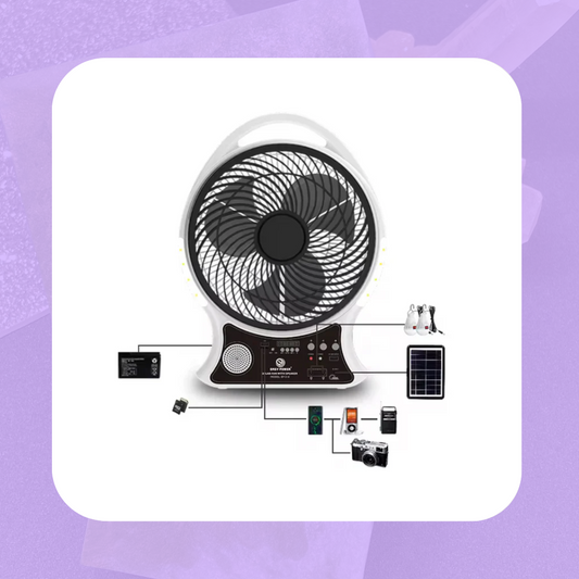 ABANICO RECARGABLE 14" SOLAR CON ALTAVOZ
